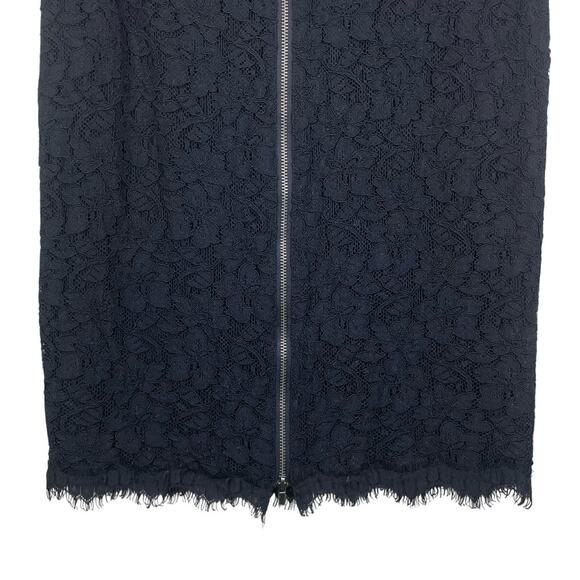 Diane Von Furstenberg Black Floral Lace Frayed End Zip Up Lined Pencil Skirt - Picture 6 of 9